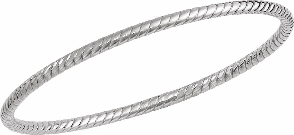 Sterling Silver 3 mm Twisted Bangle 7 1/2" Bracelet