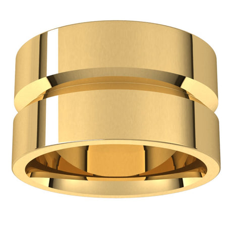 14K Yellow 12 mm Grooved Flat Comfort Fit Band