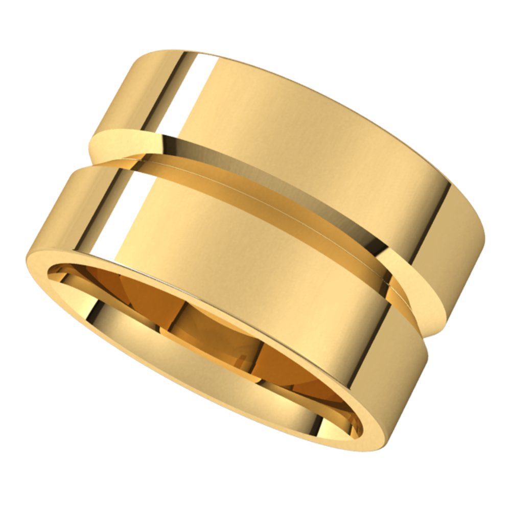 14K Yellow 12 mm Grooved Flat Comfort Fit Band