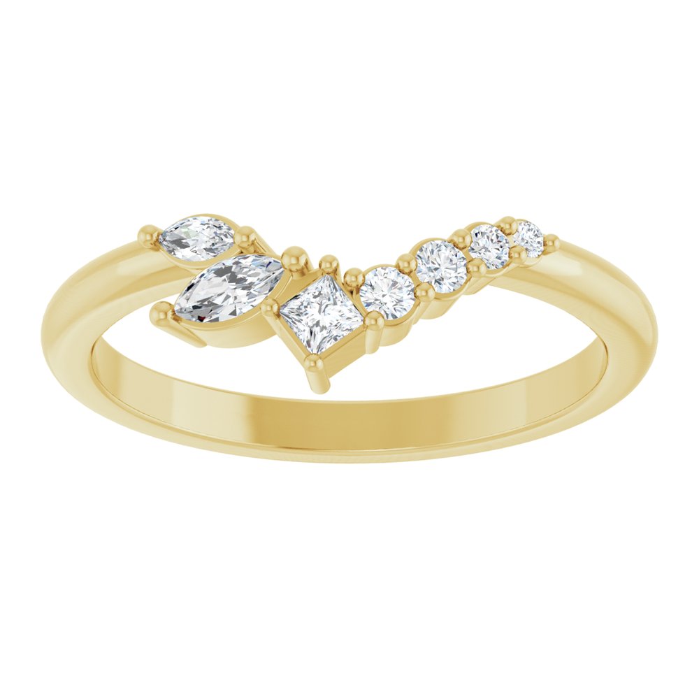 14K Yellow 1/5 Natural Diamond Contour Band