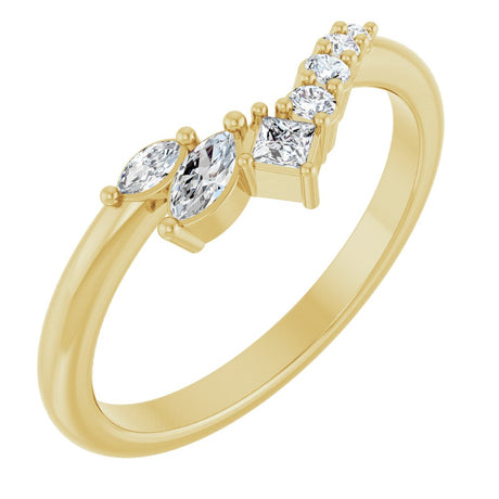 14K Yellow 1/5 Natural Diamond Contour Band