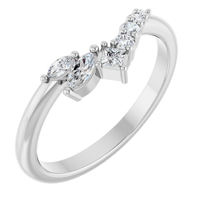 Platinum 1/5 Natural Diamond Contour Band