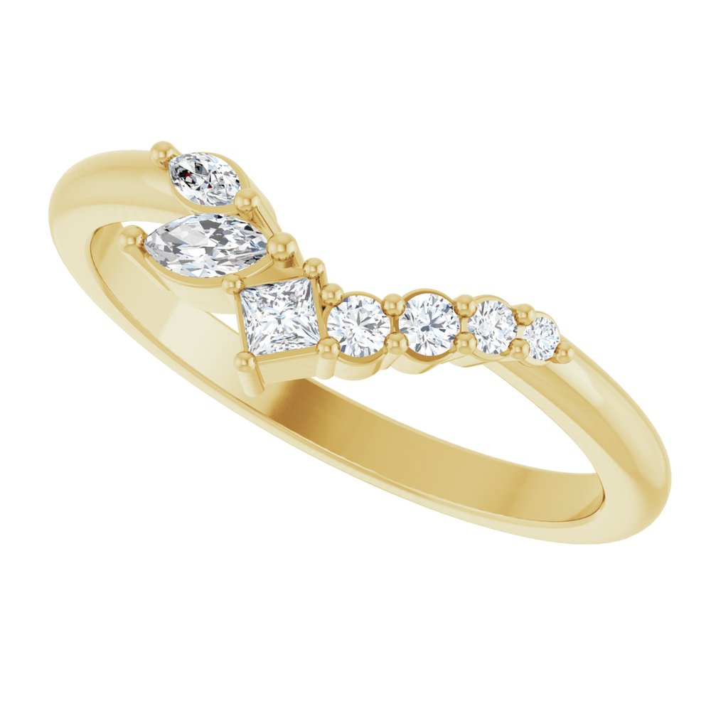 14K Yellow 1/5 Natural Diamond Contour Band