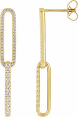14K Yellow Gold 1/2 CTW Lab-Grown Diamond Elongated Link Earrings