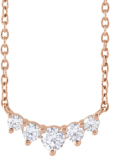 14K Rose Gold 1/3 CTW Lab-Grown Diamond Graduated 18" Necklace