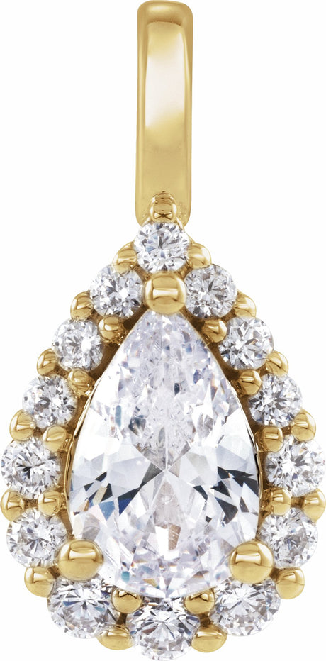 14K Yellow 1 1/2 CTW Lab-Grown Diamond Halo-Style Pendant