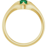14K Yellow Gold Natural Emerald Belcher Ring