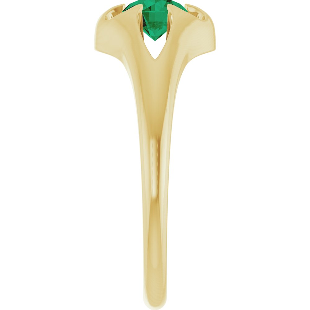 14K Yellow Gold Natural Emerald Belcher Ring