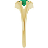 14K Yellow Gold Natural Emerald Belcher Ring