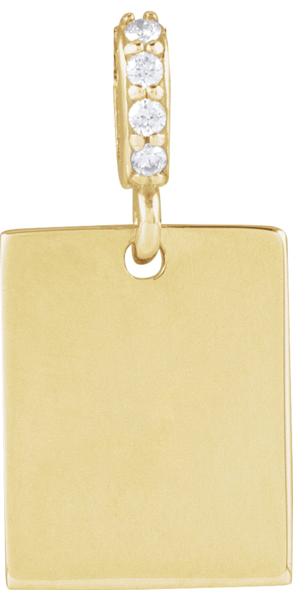 14K Yellow .02 CTW Natural Diamond Engravable Pendant