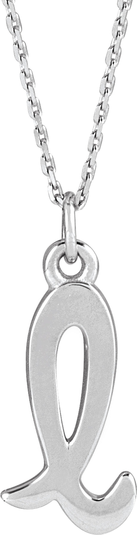14K White Petite Initial L 16" Necklace