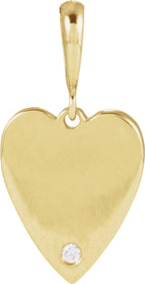 14K Yellow .01 CT Natural Diamond Engravable Heart Pendant