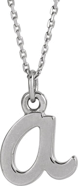 14K White Gold Petite Initial A 16" Necklace