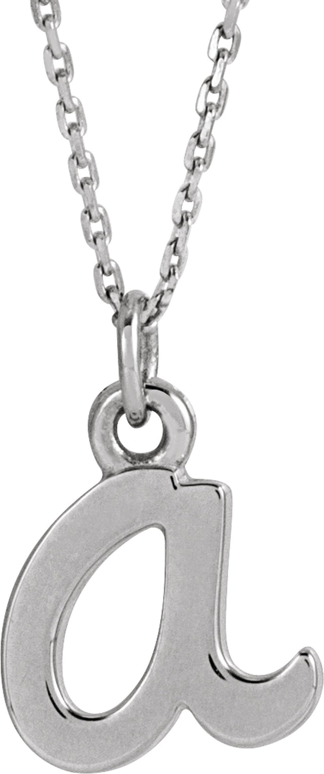 14K White Gold Petite Initial A 16" Necklace