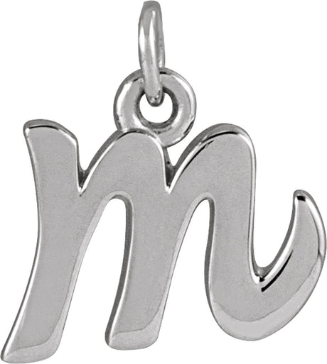 14K White Gold Petite Initial M Pendant