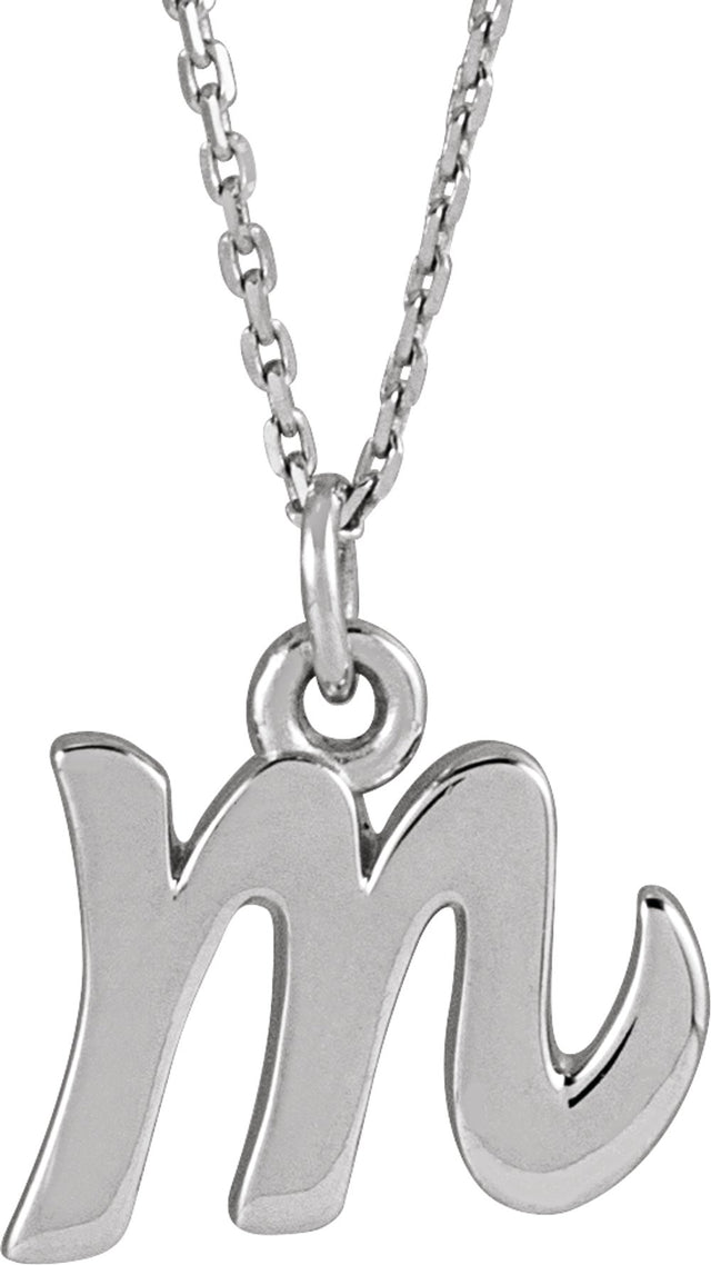 14K White Petite Initial M 16" Necklace