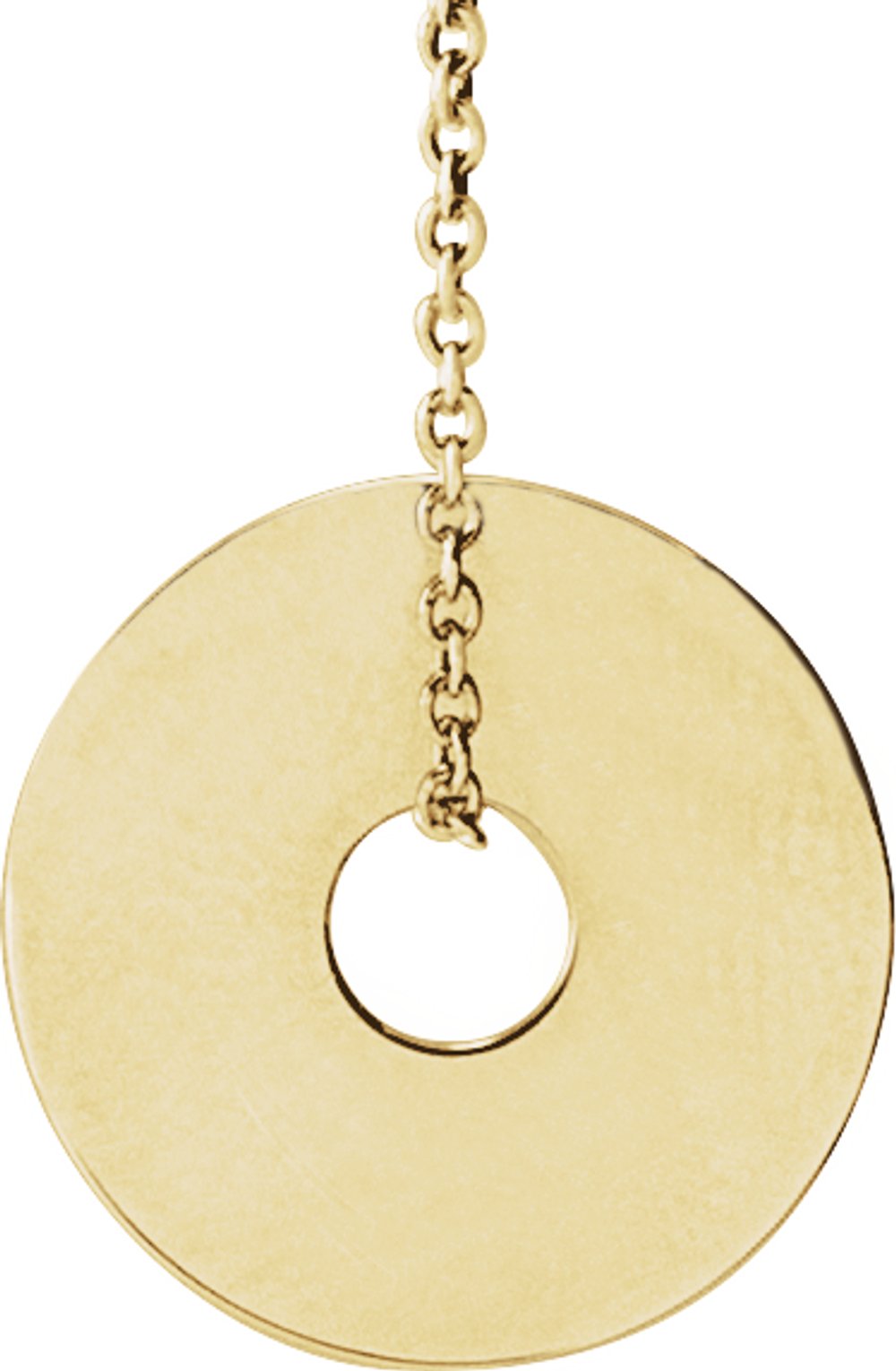 14K Yellow 15 mm Engravable Washer 16-18" Necklace