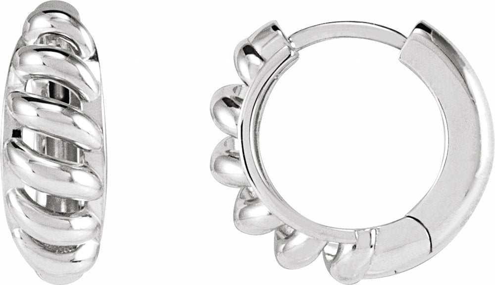 Sterling Silver Rope Dome 12.9 mm Hoop Earrings