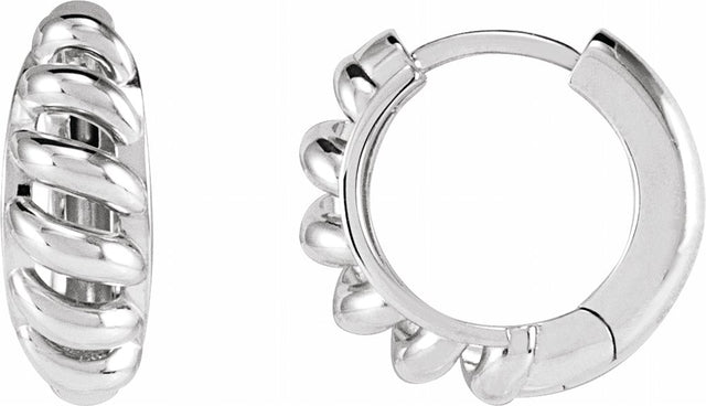 Sterling Silver Rope Dome 12.9 mm Hoop Earrings