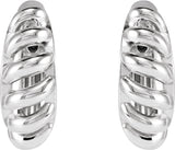 Sterling Silver Rope Dome 12.9 mm Hoop Earrings
