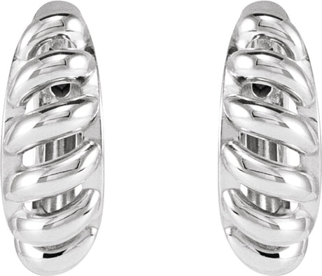 Sterling Silver Rope Dome 15.3 mm Hoop Earrings