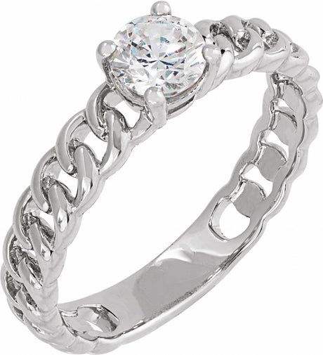 14K White Gold 1/2 CT Lab-Grown Diamond Solitaire Ring