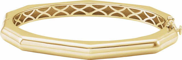 14K Yellow Geometric Hinged 7" Bangle Bracelet