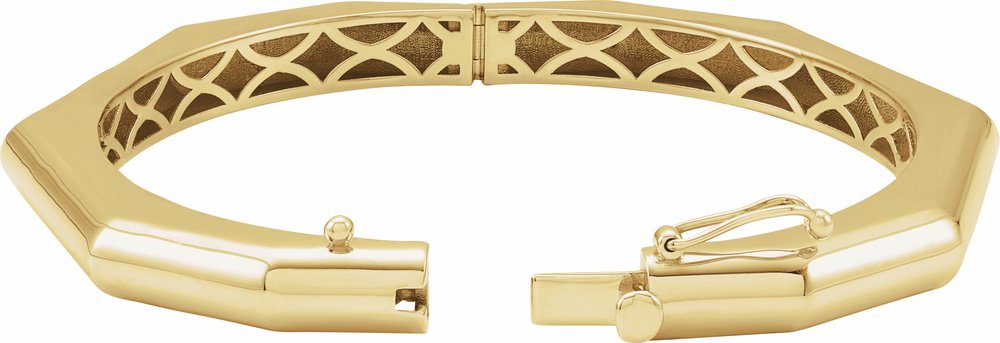 14K Yellow Geometric Hinged 7" Bangle Bracelet