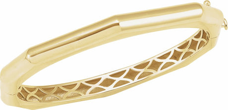 14K Yellow Geometric Hinged 7" Bangle Bracelet