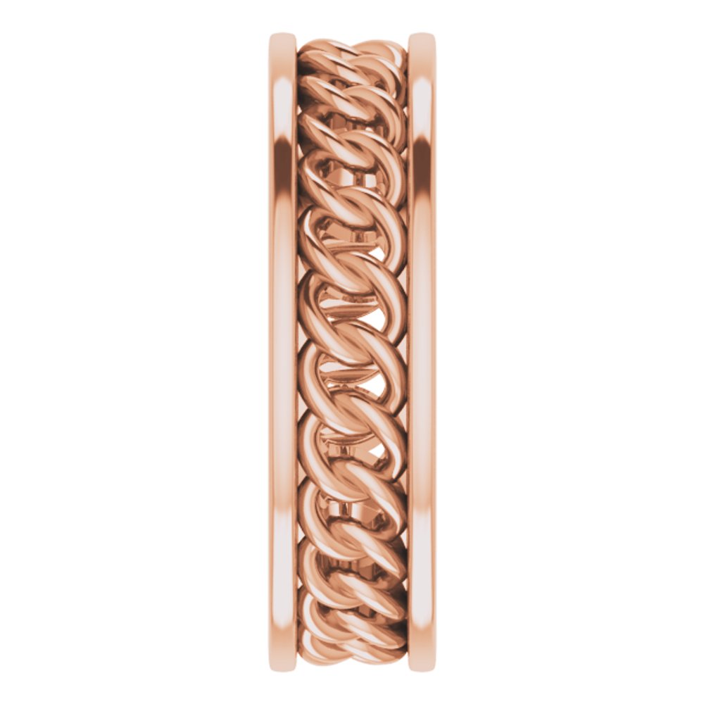 14K Rose Gold 6.3 mm Chain Link Flat Band Size 9