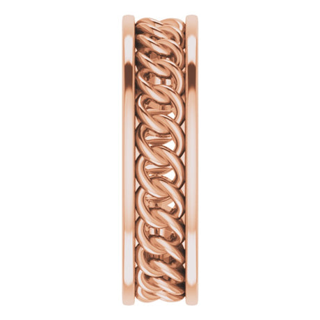 14K Rose Gold 6.3 mm Chain Link Flat Band Size 9
