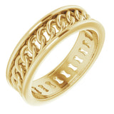 14K Yellow Gold 6.3 mm Chain Link Flat Band Size 8.5