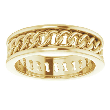 14K Yellow Gold 6.3 mm Chain Link Flat Band Size 8.5