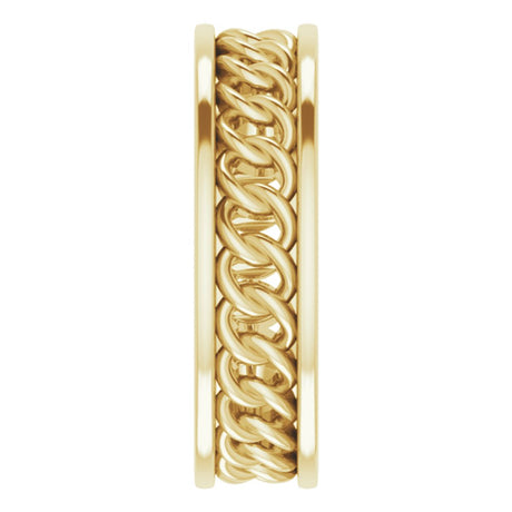 14K Yellow Gold 6.3 mm Chain Link Flat Band Size 8.5