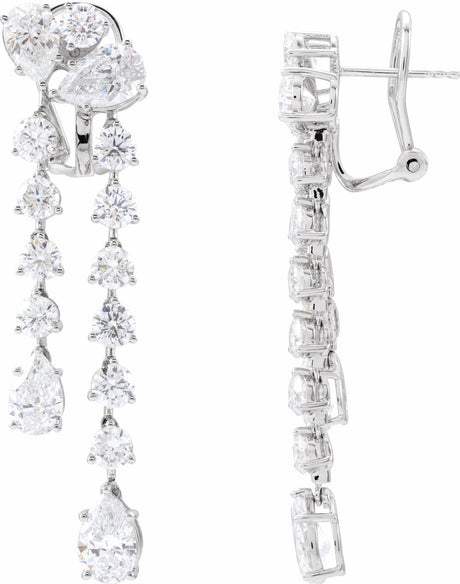 14K White Gold 9 1/2 CTW Lab-Grown Diamond Dangle Earrings