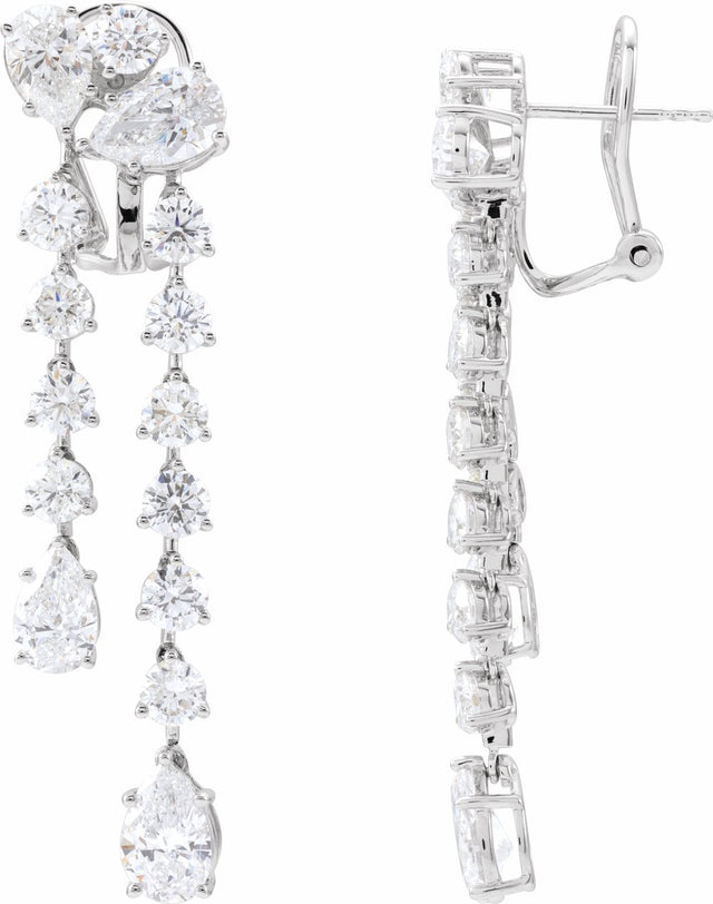 14K White Gold 9 1/2 CTW Lab-Grown Diamond Dangle Earrings