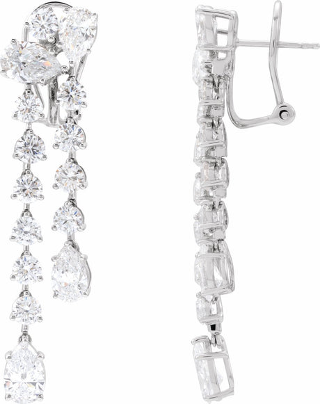 14K White Gold 9 1/2 CTW Lab-Grown Diamond Dangle Earrings