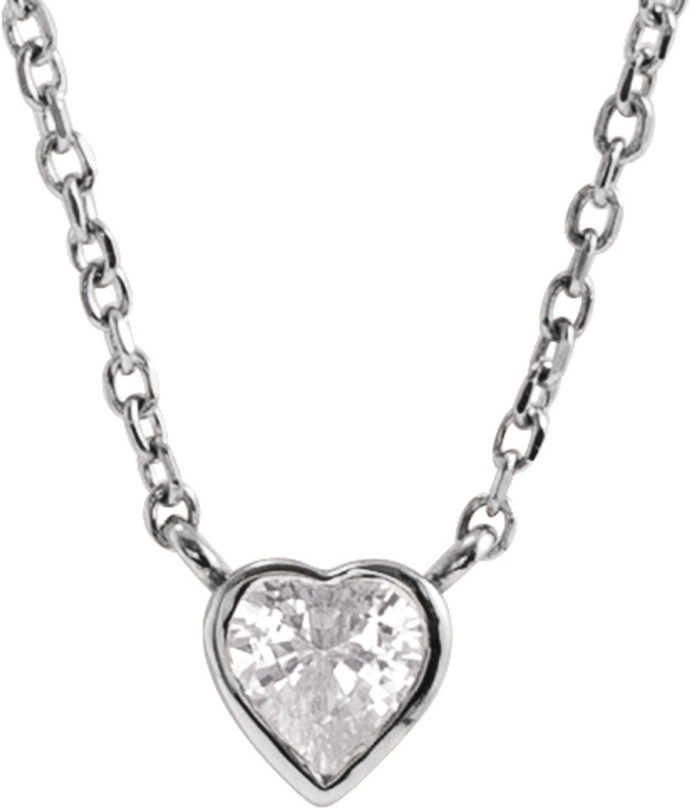 14K White Natural White Sapphire Bezel-Set 16-18" Necklace