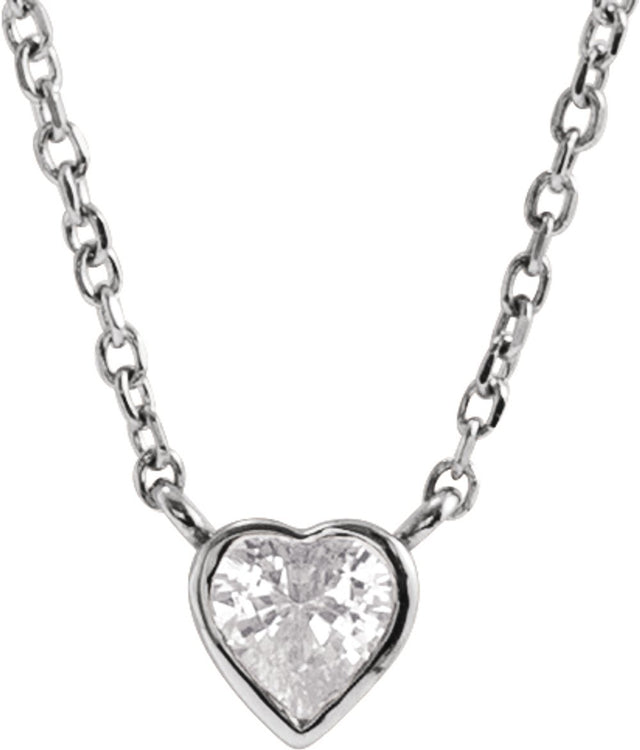 14K White Natural White Sapphire Bezel-Set 16-18" Necklace