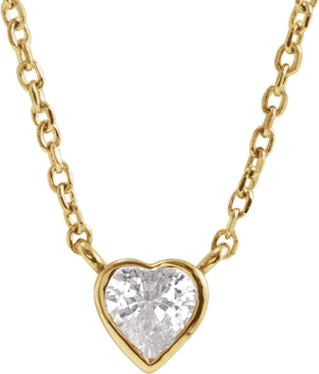 14K Yellow Gold Natural White Sapphire Bezel-Set 16-18" Necklace
