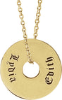 14K Yellow 12 mm Engravable Washer 16-18" Necklace