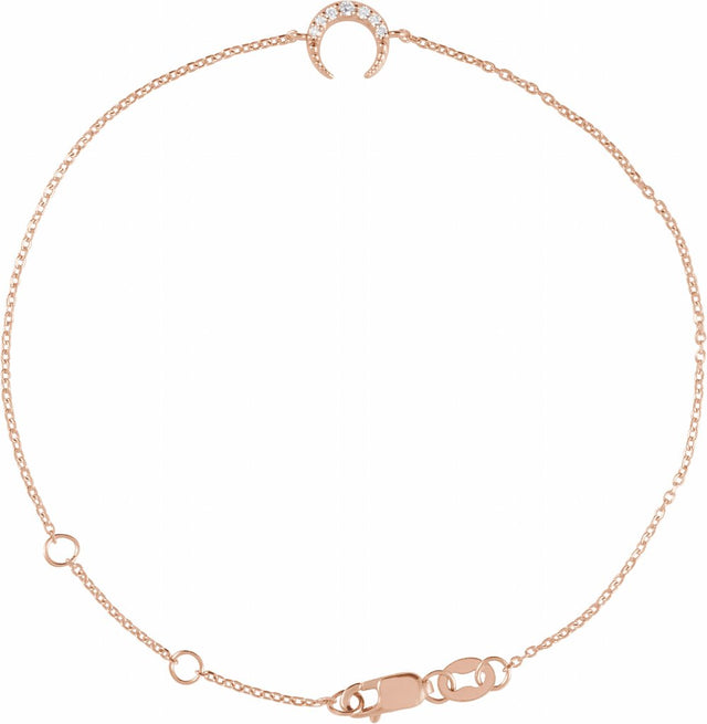14K Rose .04 CTW Natural Diamond Crescent Moon 6 1/2-7 1/2 Bracelet