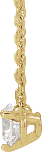 14K Yellow Gold 1/10 CT Natural Diamond 3-Prong 18" Necklace