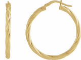 14K Yellow Twisted Tube 30 mm Hoop Earrings