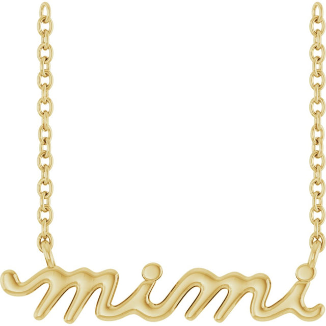 14K Yellow Mimi Lowercase Script 18" Necklace