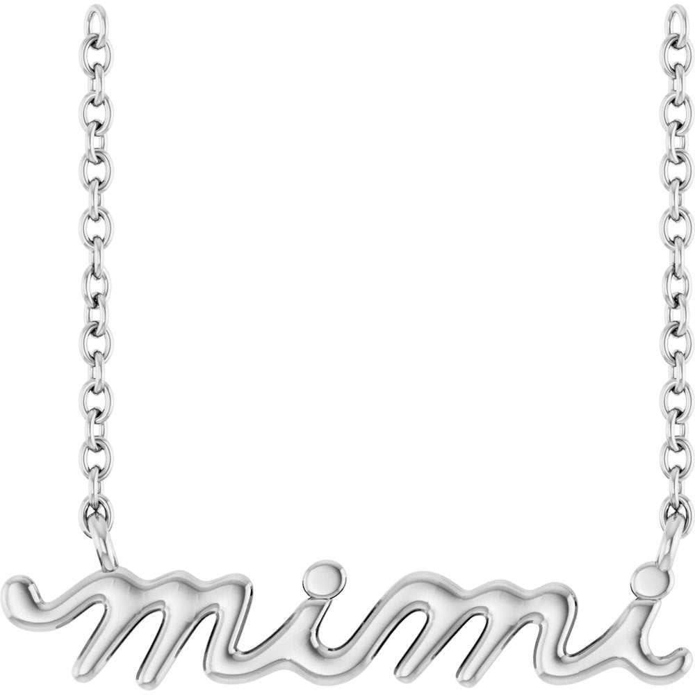 14K White Gold Mimi Lowercase Script 18" Necklace