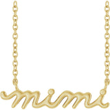 14K Yellow Gold Mimi Lowercase Script 18" Necklace