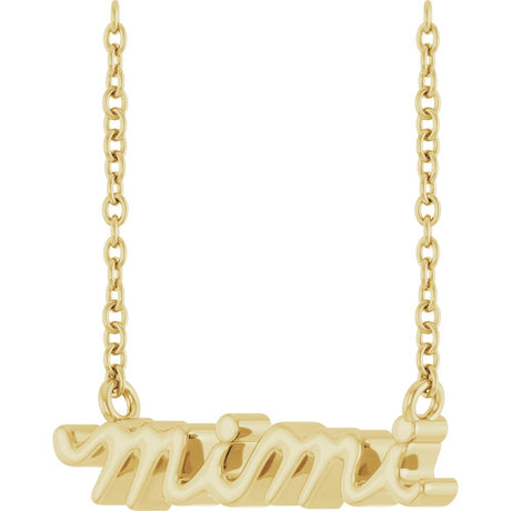 14K Yellow Mimi Lowercase Script 18" Necklace