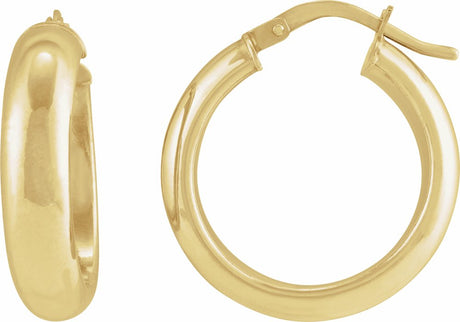 14K Yellow Half-Round Tube 25 mm Hoop Earrings