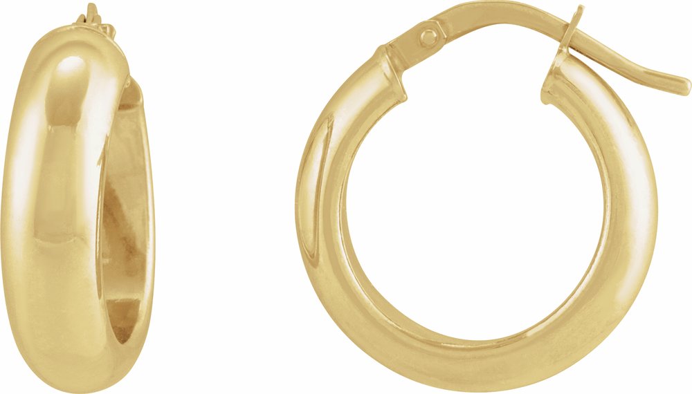 14K Yellow Half-Round Tube 17 mm Hoop Earrings